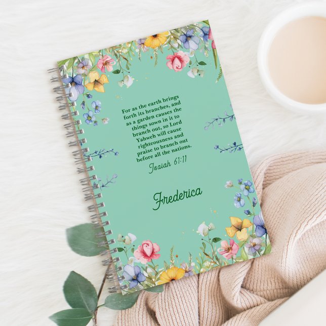 Wildflower Spring Garden Bible Verse Personalised Notebook (Creator Uploaded)