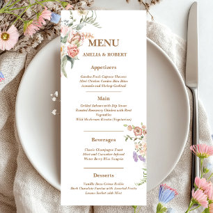 Wildflower spring garden pastel floral Wedding Menu