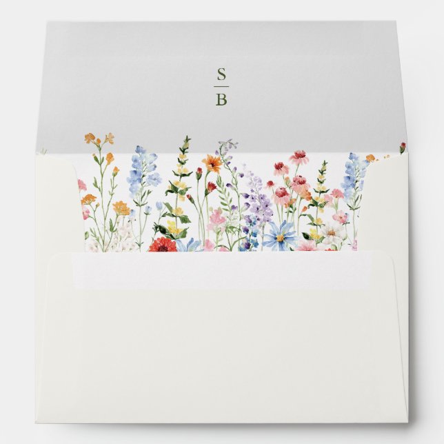 Wildflower Spring Meadow Garden Floral Wedding Envelope (Back (Bottom))