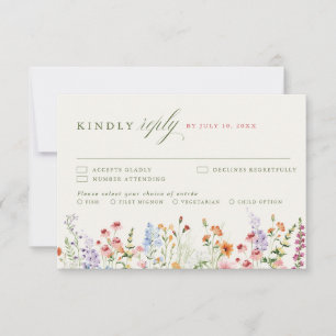 Wildflower Spring Meadow Garden Photo Wedding Boho RSVP Card