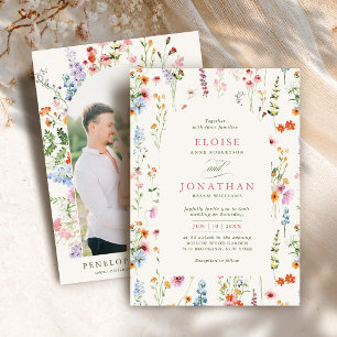 Wildflower Spring Meadow Garden Photo Wedding Invitation
