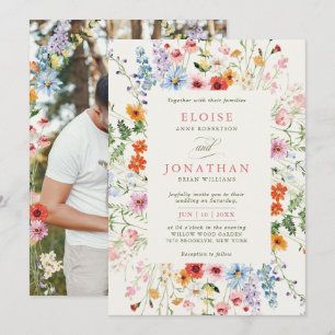 Wildflower Spring Meadow Garden Photo Wedding      Invitation
