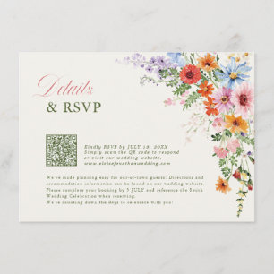 Wildflower Spring Meadow Garden QR code Wedding Enclosure Card