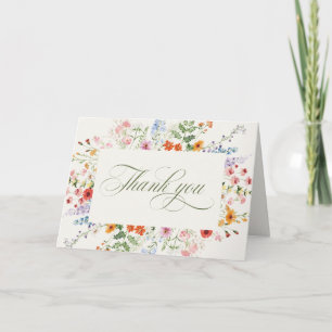 Wildflower Spring Meadow Garden Rustic Wedding Thank You Card