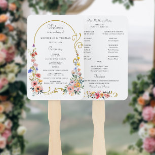 Wildflower Spring Summer Arch Wedding Program Hand Fan