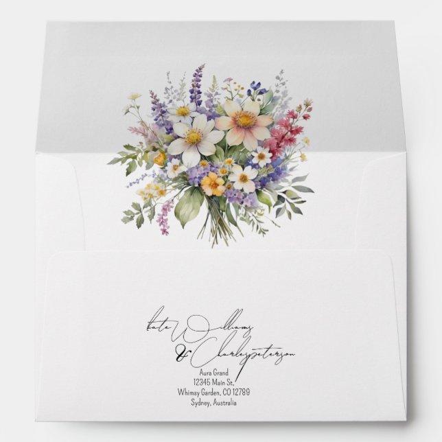 Wildflower Spring Summer Fall Wedding Envelope (Back (Bottom))