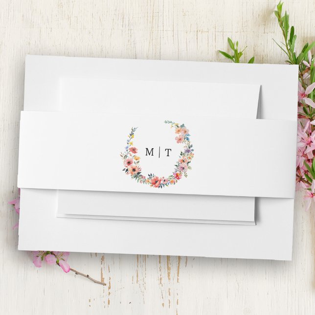 Wildflower Spring Summer Wedding Monogram Invitation Belly Band (Creator Uploaded)