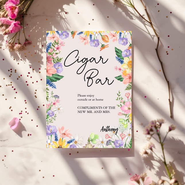 Wildflower Spring Wedding Cigar Sign Card (Creator Uploaded)