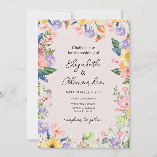 Wildflower Spring Wedding Invitation (Front)