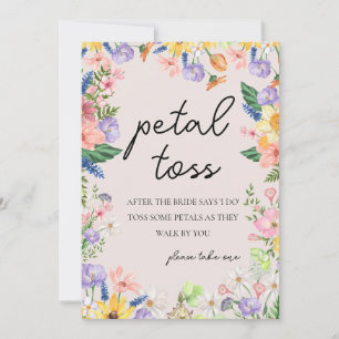 Wildflower Spring Wedding Petal Toss Sign Card