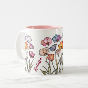 Wildflower Stained Glass Two-Tone Coffee Mug