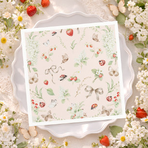 Wildflower Strawberry Butterfly Napkin