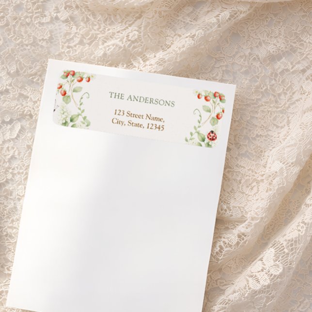 Wildflower Strawberry Return Address Label (Creator Uploaded)