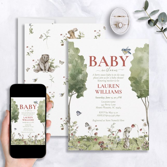 Wildflower Strawberry Summer Baby in Bloom Shower Invitation (Creator Uploaded)