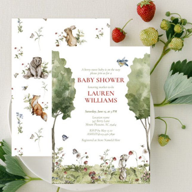Wildflower Strawberry Summer Baby Shower Invitatio Invitation (Baby Shower Invitation!)