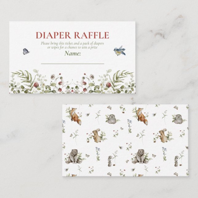 Wildflower Strawberry Summer Shower Diaper Raffle Business Card (Front/Back)