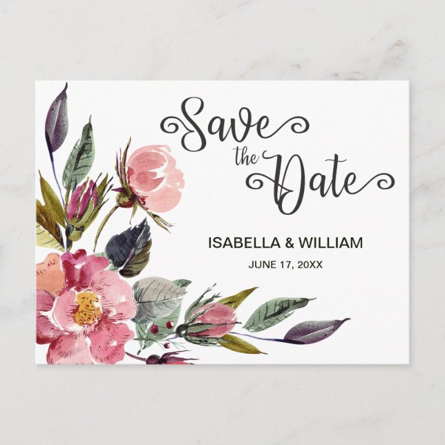 Wildflower Summer Boho Save the Date Wedding Announcement Postcard (Front)