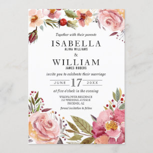 Wildflower Summer Boho Wedding Invitation