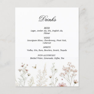Wildflower summer minimalist drinks wedding menue