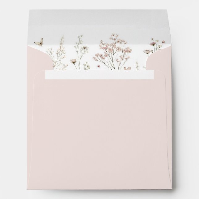Wildflower summer minimalist drinks wedding menue envelope (Back (Bottom))