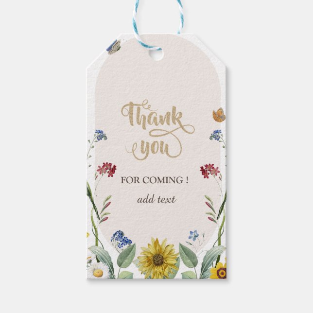 Wildflower Sunflower Butterflies Gift Tags (Front)