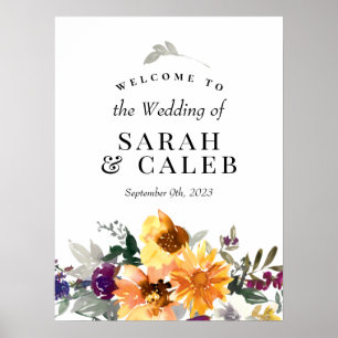Wildflower Sunflower Wedding Welcome Sign