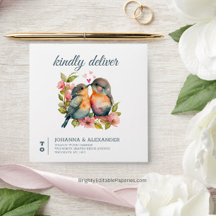 Wildflower Sweet Couple Lovebirds Watercolor Envelope