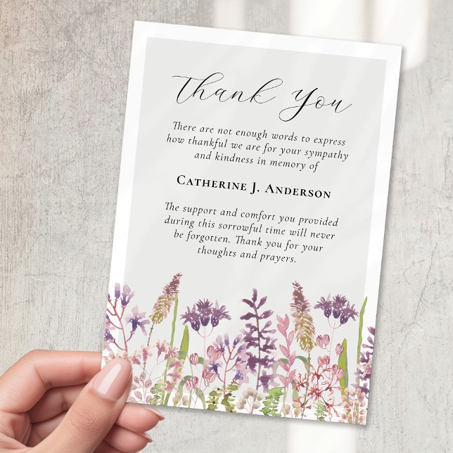 Wildflower Sympathy Funeral Thank You Card (Creator Uploaded)