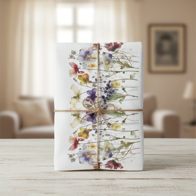 Wildflower Symphony: Vibrant Watercolor Art Tea Towel (Creator Uploaded)