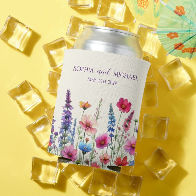 Wildflower Symphony-Wedding Can Cooler (In Situ Summer)
