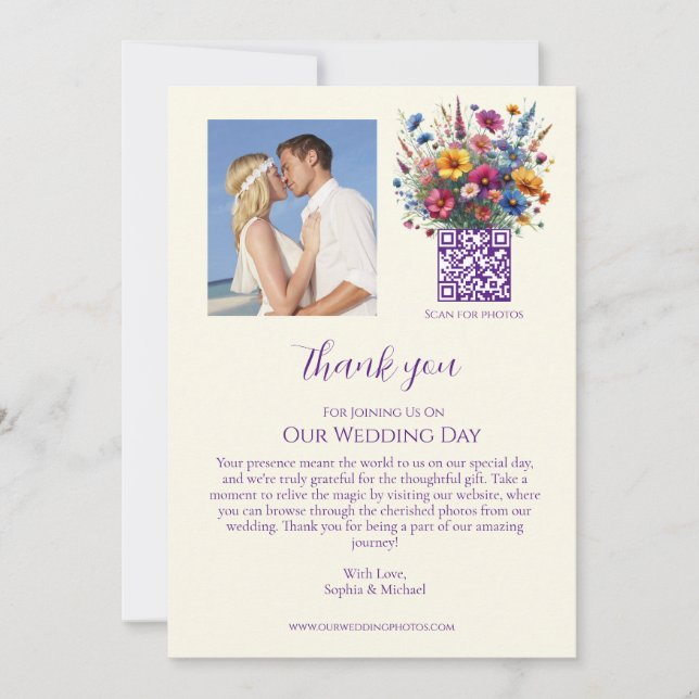 Wildflower Symphony-Wedding Thank You- Invitation (Front)