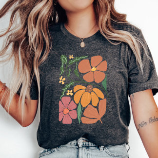 Wildflower T-Shirt, Garden Tee, Retro Women Shirts