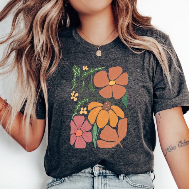 Wildflower T-Shirt, Garden Tee, Retro Women Shirts (Creator Uploaded)