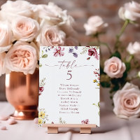 Wildflower Table Number Seating Card