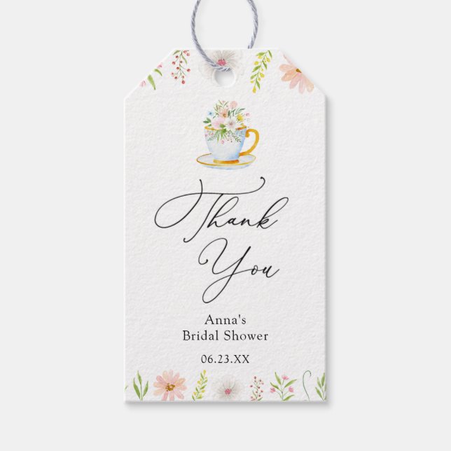 Wildflower Tea Bridal Shower Gift Tags (Front)