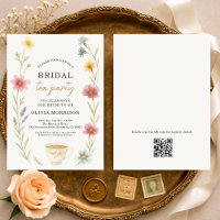 Wildflower Tea Floral QR Code Bridal Shower 
