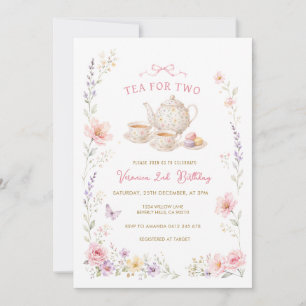 Wildflower Tea for Two Birthday Invitation