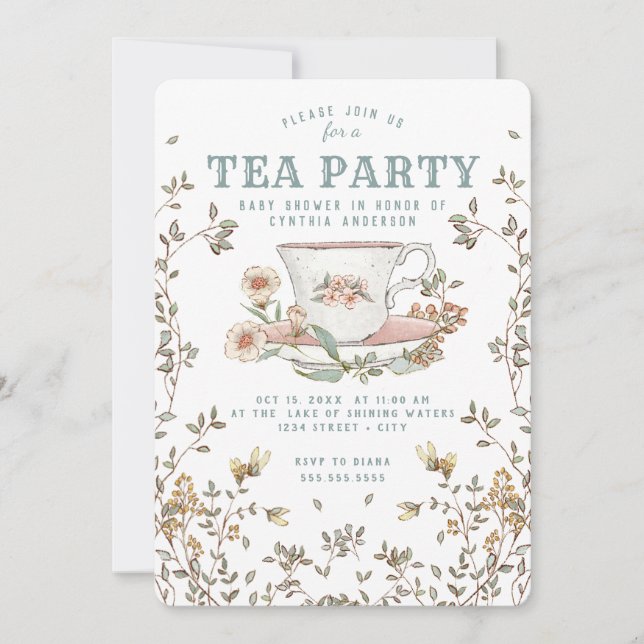 Wildflower Tea Party Baby Shower Invitation (Front)