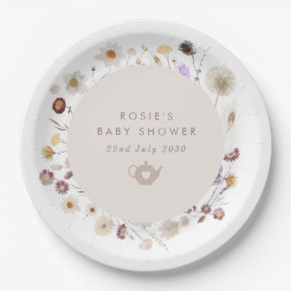 Wildflower Tea Party Baby Shower Paper Plate