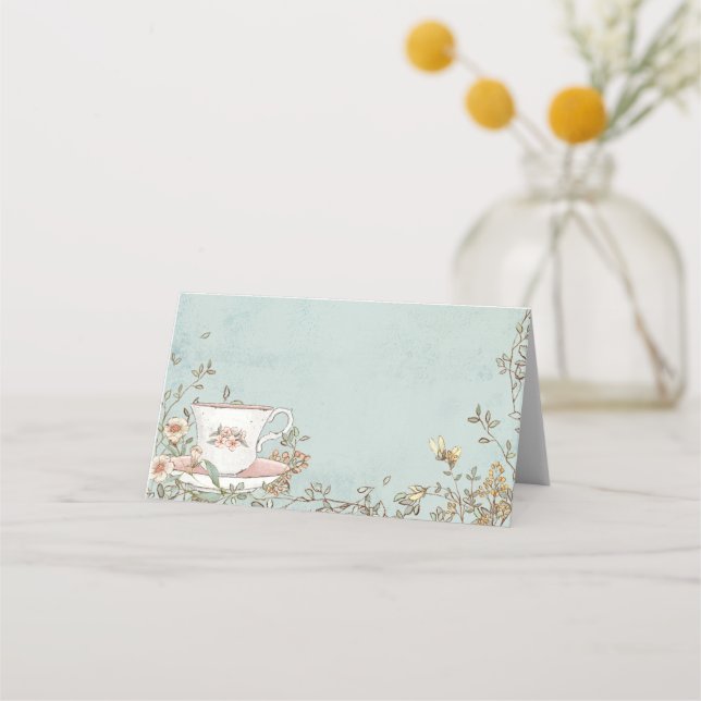 Wildflower Tea Party Birthday  Place Card (Front)