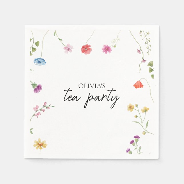 Wildflower Tea Party Bridal shower Napkin (Front)