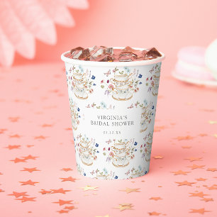 Wildflower Tea Party Bridal Shower Paper Cups