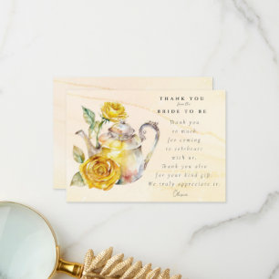 Wildflower tea party bridal shower thank you card