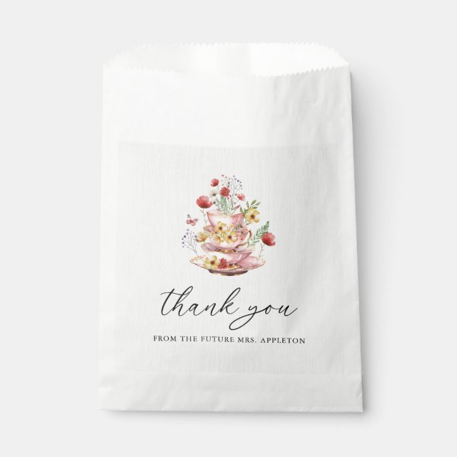 Wildflower Tea Party Bridal Shower Thank You Favour Bags (Front)