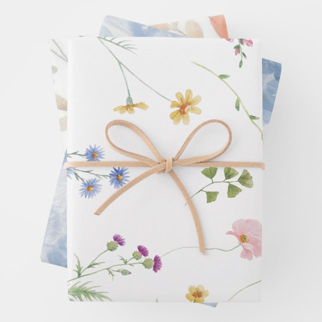Wildflower Tea Party Bridal shower Wrapping Paper Sheet (In situ)