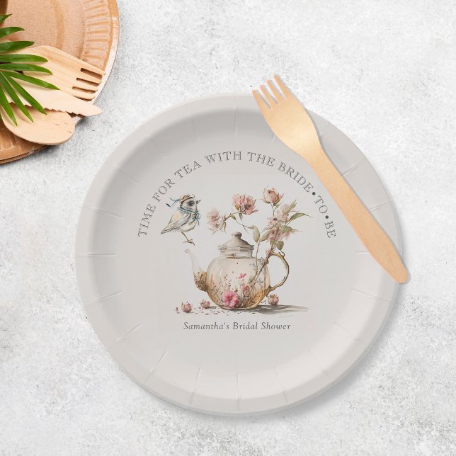 Wildflower Tea Party Watercolor Tea Bridal Shower Paper Plate (Creator Uploaded)