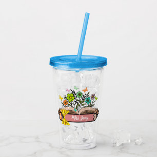 Wildflower Teacher Name, Personalised Teacher,gift Acrylic Tumbler