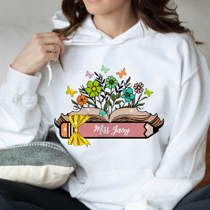 Wildflower Teacher Name, Personalised Teacher,gift Hoodie