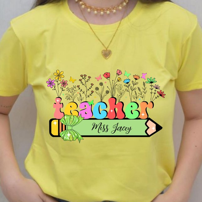 Wildflower Teacher Name Personalised, teacher gift T-Shirt (Wildflower Teacher Name, Custom Teacher name, Personalized Teacher, Gift for Teacher shirt)