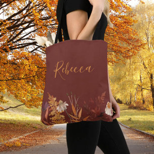 Wildflower Terracotta Autumn Wedding Bridesmaid Tote Bag